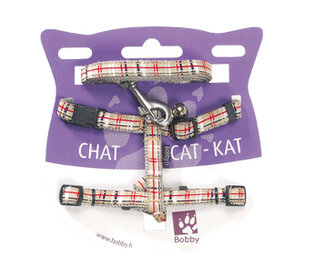 Kattenharnas met riem nylon Kilt Beige
