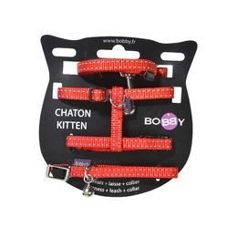 Kittenharnas met riem en halsband Safe Rood